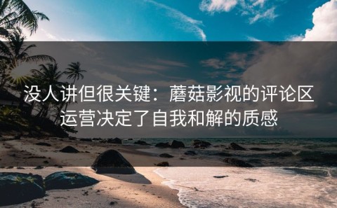 没人讲但很关键：蘑菇影视的评论区运营决定了自我和解的质感