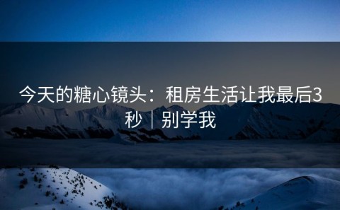 今天的糖心镜头：租房生活让我最后3秒｜别学我