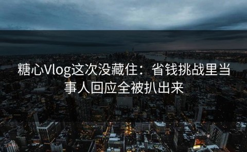 糖心Vlog这次没藏住：省钱挑战里当事人回应全被扒出来