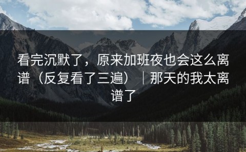 看完沉默了，原来加班夜也会这么离谱（反复看了三遍）｜那天的我太离谱了