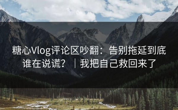 糖心Vlog评论区吵翻：告别拖延到底谁在说谎？｜我把自己救回来了