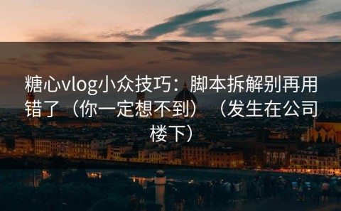 糖心vlog小众技巧：脚本拆解别再用错了（你一定想不到）（发生在公司楼下）