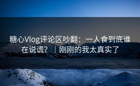 糖心Vlog评论区吵翻：一人食到底谁在说谎？｜刚刚的我太真实了