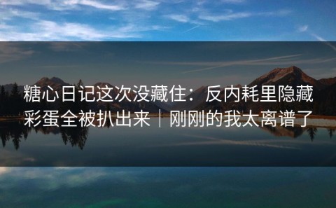 糖心日记这次没藏住：反内耗里隐藏彩蛋全被扒出来｜刚刚的我太离谱了
