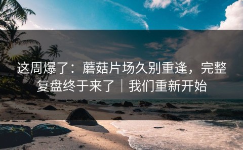 这周爆了：蘑菇片场久别重逢，完整复盘终于来了｜我们重新开始