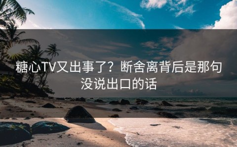 糖心TV又出事了？断舍离背后是那句没说出口的话
