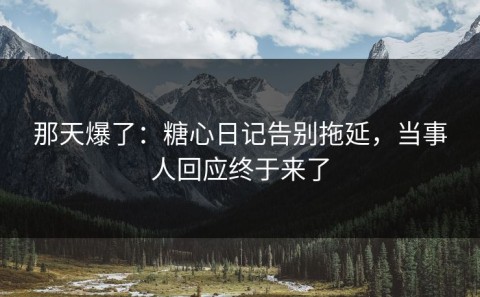 那天爆了：糖心日记告别拖延，当事人回应终于来了