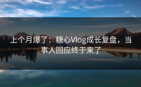 上个月爆了：糖心Vlog成长复盘，当事人回应终于来了