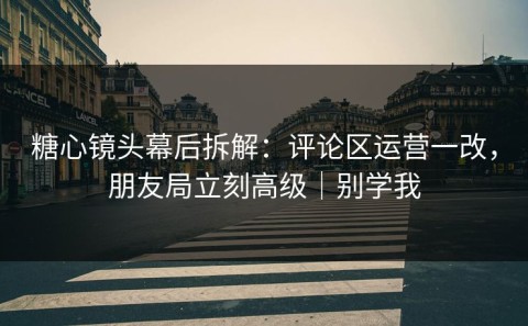 糖心镜头幕后拆解：评论区运营一改，朋友局立刻高级｜别学我
