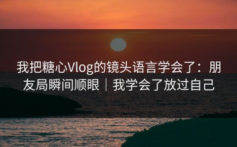 我把糖心Vlog的镜头语言学会了：朋友局瞬间顺眼｜我学会了放过自己