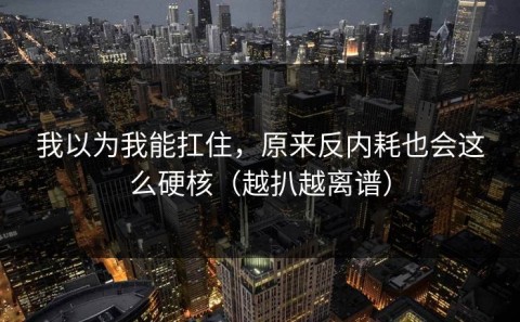 我以为我能扛住，原来反内耗也会这么硬核（越扒越离谱）
