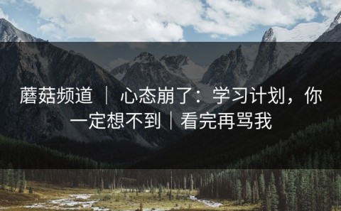 蘑菇频道 ｜ 心态崩了：学习计划，你一定想不到｜看完再骂我