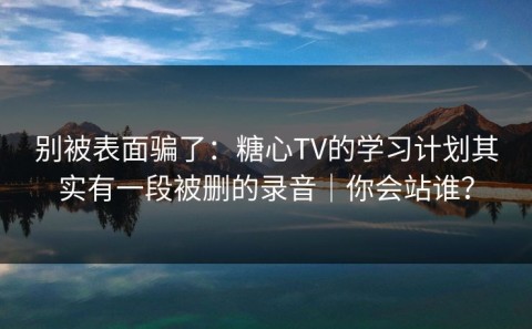 别被表面骗了：糖心TV的学习计划其实有一段被删的录音｜你会站谁？