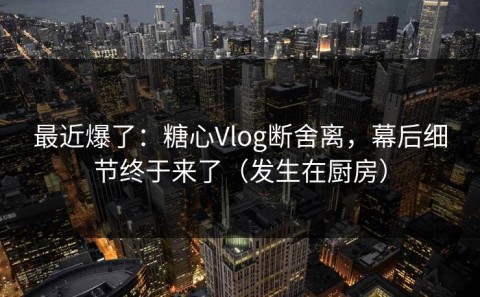 最近爆了：糖心Vlog断舍离，幕后细节终于来了（发生在厨房）