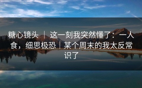 糖心镜头 ｜ 这一刻我突然懂了：一人食，细思极恐｜某个周末的我太反常识了