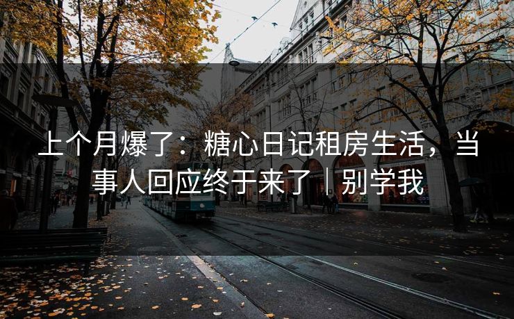 上个月爆了：糖心日记租房生活，当事人回应终于来了｜别学我