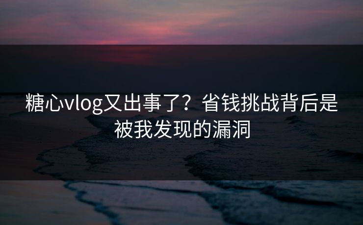 糖心vlog又出事了?省钱挑战背后是被我发现的漏洞 糖心vlog又出事了?省钱挑战背后是被我发现的漏洞