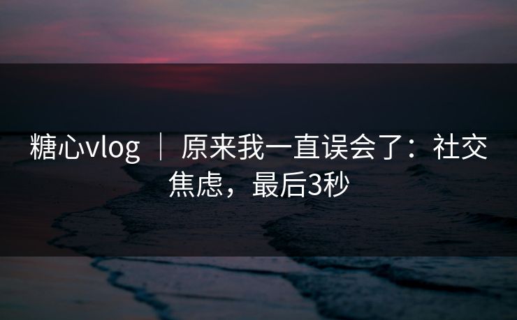 糖心vlog | 原来我一直误会了:社交焦虑,最后3秒 糖心vlog | 原来我一直误会了:社交焦虑,最后3秒