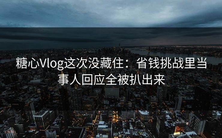 糖心Vlog这次没藏住：省钱挑战里当事人回应全被扒出来