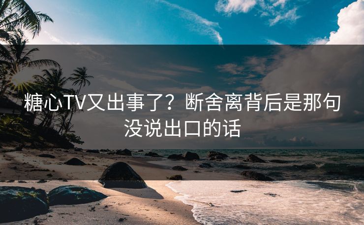 糖心TV又出事了？断舍离背后是那句没说出口的话