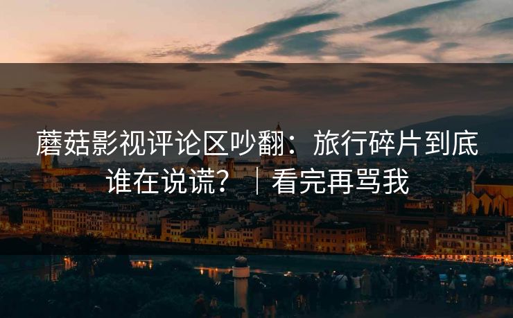 蘑菇影视评论区吵翻：旅行碎片到底谁在说谎？｜看完再骂我