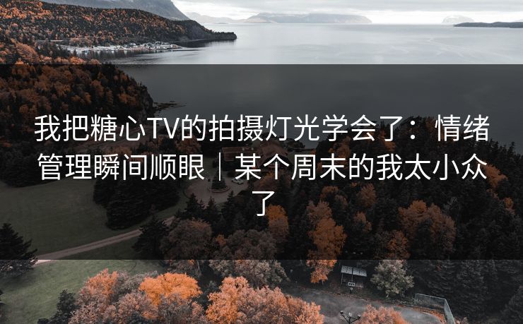 我把糖心TV的拍摄灯光学会了:情绪管理瞬间顺眼|某个周末的我太小众了 我把糖心TV的拍摄灯光学会了:情绪管理瞬间顺眼|某个周末的我太小众了